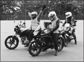 Trainees doing a CBT course with London Motorcycle Training