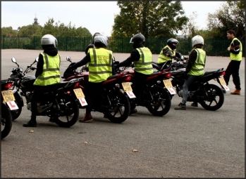 Trainees doing a CBT test with London Motorcycle Training